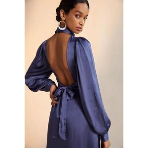 Anthropologie Blue Open-Back Midi Dress